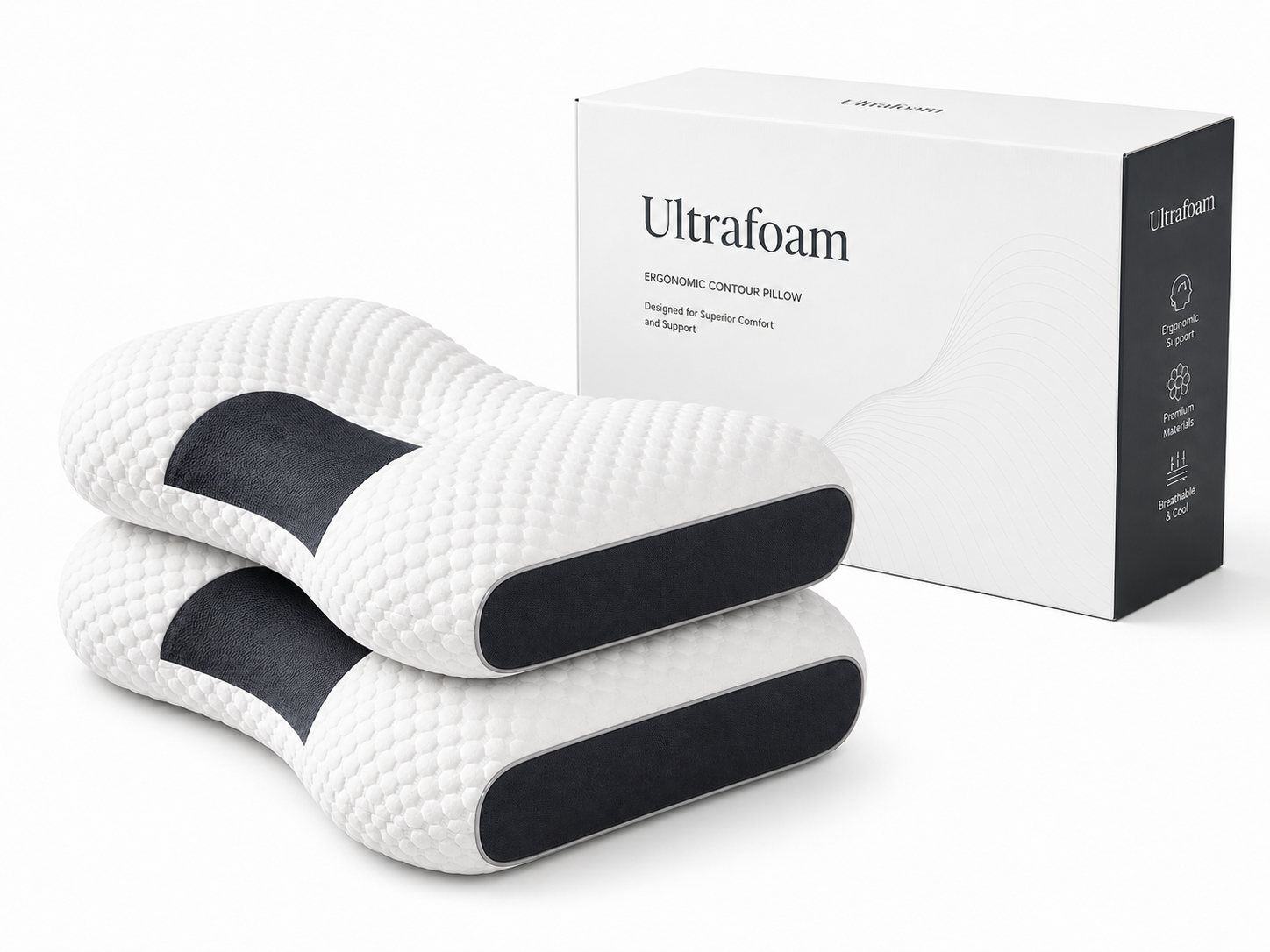 2 UltraFoam Pillows with box and 90-day guarantee