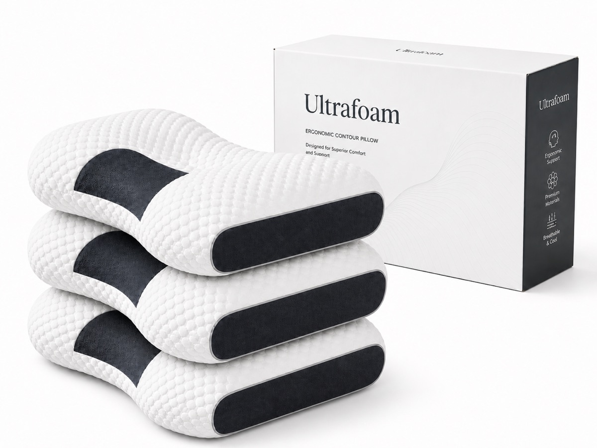 3 UltraFoam Pillows with box and 90-day guarantee